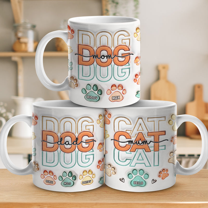 J'aime les chiens - Mug personnalisé avec effet gonflé en 3D pour chiens et chats - Cadeau de Noël pour les propriétaires d'animaux et les amoureux des animaux