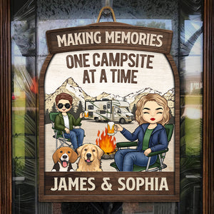 You Me And The Dogs - Camping Personalized Custom Shaped Home Decor Wood Sign - House Warming Gift For Couples, Husband Wife, Camping Lovers, Pet Owners, Pet Lovers