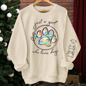 A Beautiful Girl Who Loves Pets - Dog & Cat Personalized Custom Unisex Sweatshirt With Design On Sleeve - Gift For Pet Owners, Pet Lovers