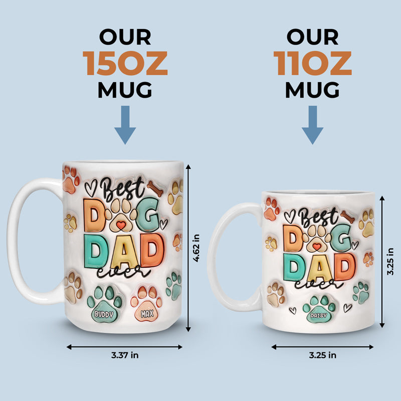 Tasse personnalisée avec effet gonflable 3D « Papa chien mange, bois et sois joyeux » – Cadeau de Noël pour les propriétaires et les amoureux des animaux