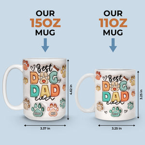 Tasse personnalisée avec effet gonflable 3D « Papa chien mange, bois et sois joyeux » – Cadeau de Noël pour les propriétaires et les amoureux des animaux