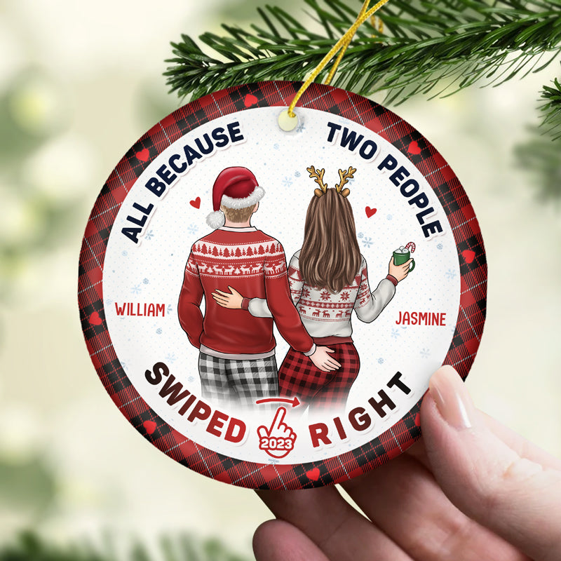 Je suis heureux que nous soyons assortis - Ornement personnalisé pour couple - Forme ronde en céramique - Cadeau de Noël pour mari et femme, anniversaire