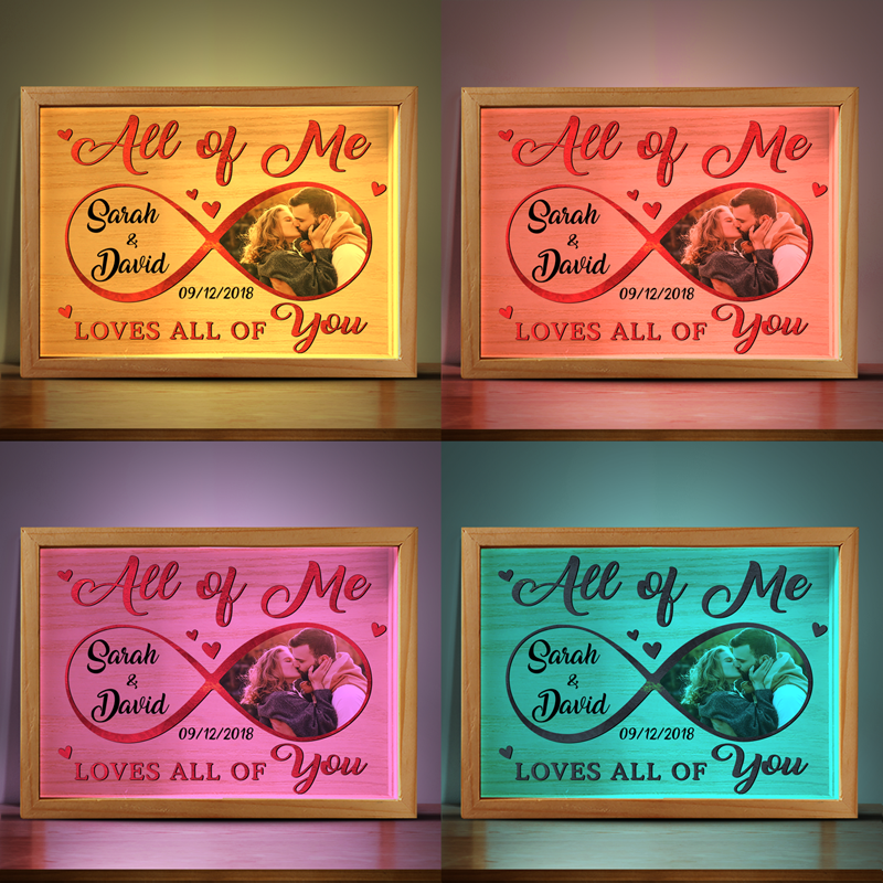 Photo personnalisée « Tu es ma fin et mon commencement » – Cadre photo personnalisé pour couple, boîte lumineuse – Cadeau pour mari et femme, anniversaire