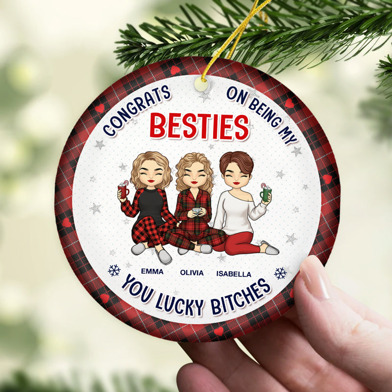 Félicitations pour être devenue ma meilleure amie sœur - Ornement personnalisé Bestie - Forme ronde en céramique - Cadeau de Noël pour meilleures amies, meilleures amies, sœurs