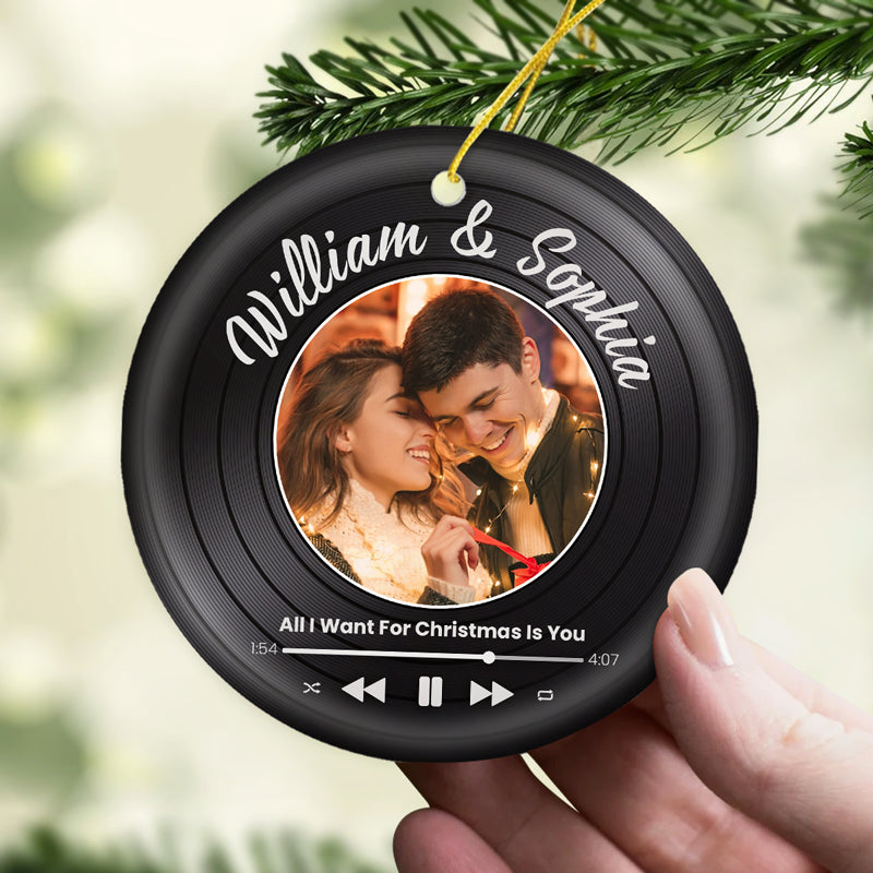 Photo personnalisée « Tu es ma meilleure aventure » – Ornement personnalisé pour couple – Forme ronde en céramique – Cadeau de Noël pour mari et femme, anniversaire