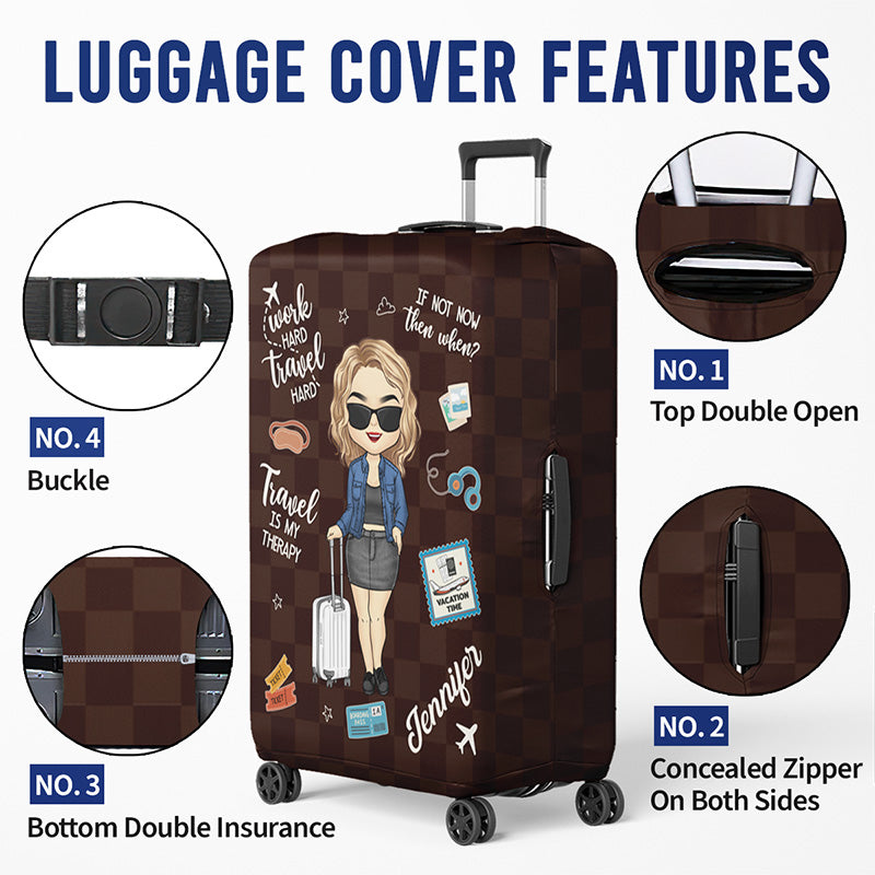 Vivez sans excuses, voyagez sans regrets - Housse de bagage personnalisée - Cadeau de vacances, cadeau pour les amateurs de voyages d'aventure