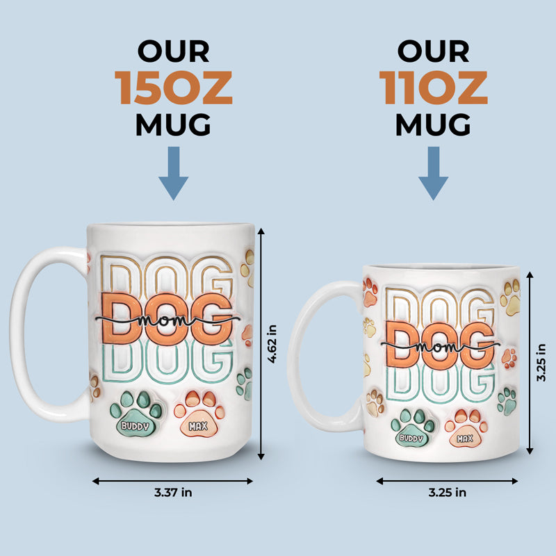 J'aime les chiens - Mug personnalisé avec effet gonflé en 3D pour chiens et chats - Cadeau de Noël pour les propriétaires d'animaux et les amoureux des animaux