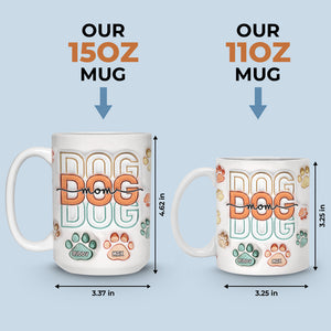 J'aime les chiens - Mug personnalisé avec effet gonflé en 3D pour chiens et chats - Cadeau de Noël pour les propriétaires d'animaux et les amoureux des animaux