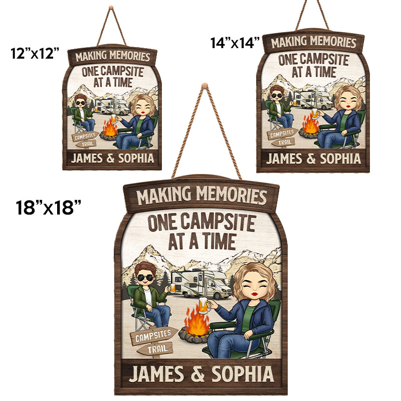 Camping : créez des souvenirs - Panneau en bois personnalisé pour la décoration de votre maison - Cadeau de pendaison de crémaillère pour couples, mari et femme, amoureux du camping