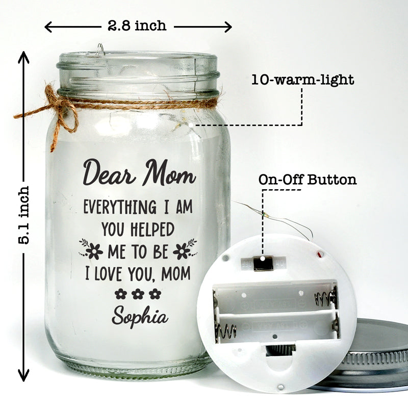 L'amour d'une mère est tout - Lampe personnalisée en pot Mason pour la famille - Cadeau pour la fête des mères