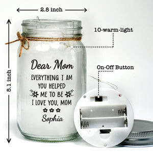 L'amour d'une mère est tout - Lampe personnalisée en pot Mason pour la famille - Cadeau pour la fête des mères