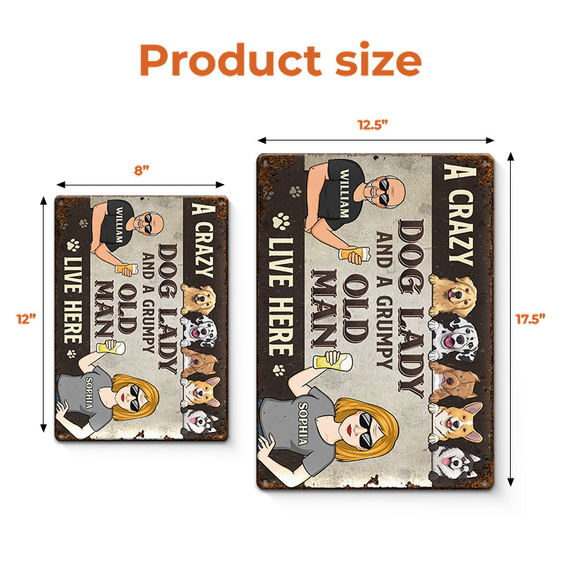 Attention, une famille folle vit ici avec des bébés à fourrure - Plaque en métal personnalisée pour chien - Cadeau de pendaison de crémaillère pour propriétaires d'animaux et amoureux des animaux