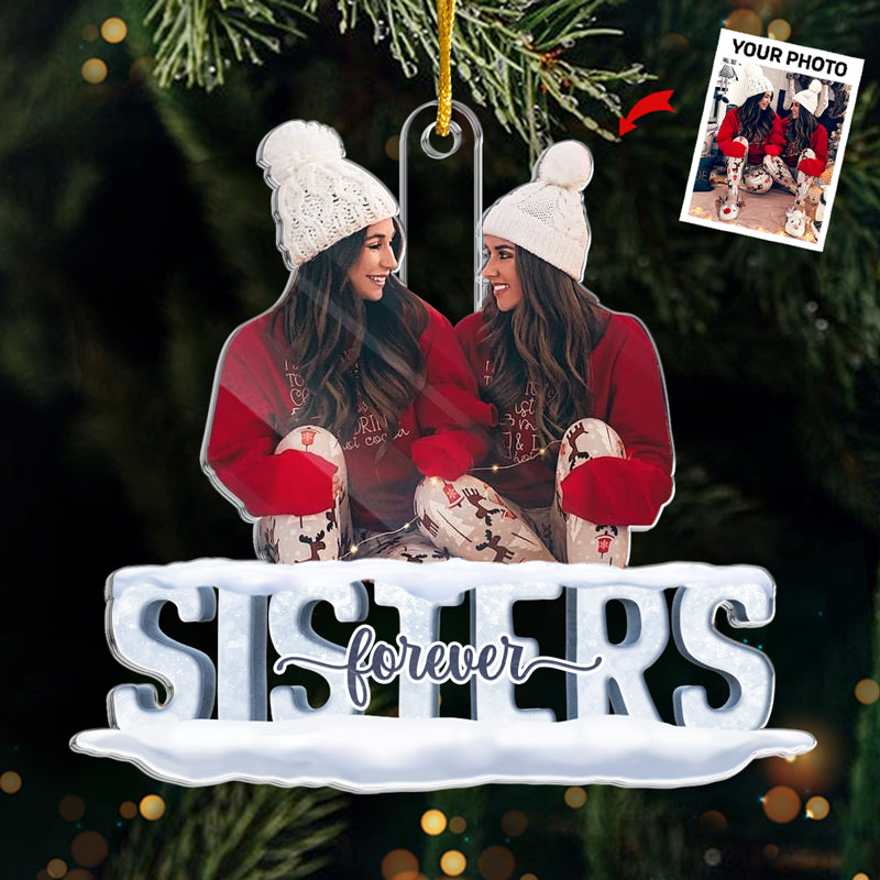 Photo personnalisée Besties Forever - Ornement personnalisé Bestie - Forme personnalisée en acrylique - Cadeau de Noël pour meilleures amies, meilleures amies, sœurs