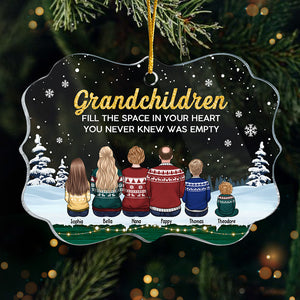 Petits-enfants comblent l'espace de votre cœur - Ornement personnalisé pour la famille - Forme Benelux en acrylique - Cadeau de Noël pour les membres de la famille