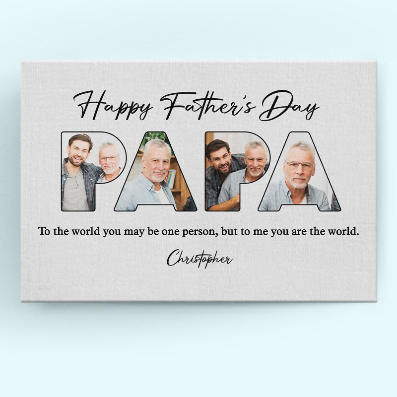Photo personnalisée Bonne fête des pères, Papa - Toile horizontale personnalisée familiale - Cadeau de fête des pères, d'anniversaire pour papa, grand-père