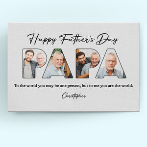 Photo personnalisée Bonne fête des pères, Papa - Toile horizontale personnalisée familiale - Cadeau de fête des pères, d'anniversaire pour papa, grand-père