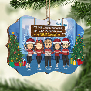 Ce n'est pas là où vous travaillez - Ornement personnalisé pour collègue - Bois en forme de Benelux - Cadeau de Noël pour collègues, amis de travail, collègues