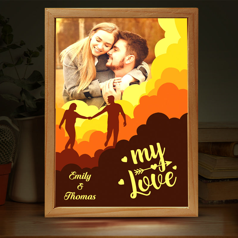 Cadre photo personnalisé « Love You » pour couple, boîte lumineuse personnalisée, cadeau pour mari et femme, anniversaire