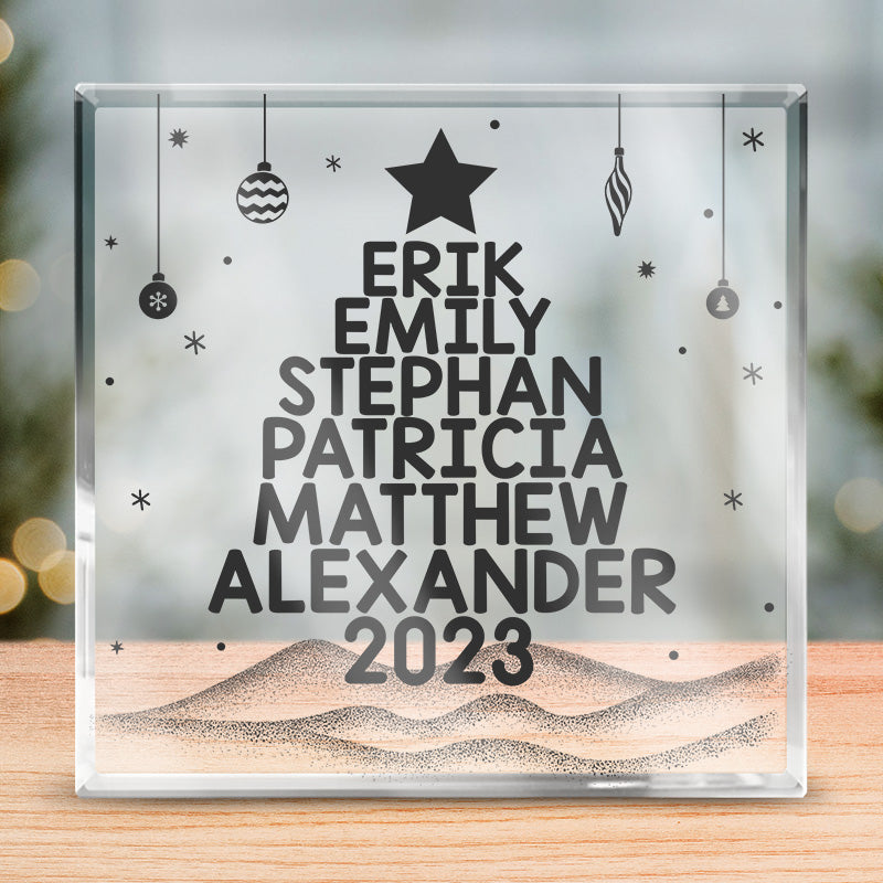 Que nos jours soient joyeux et lumineux - Plaque acrylique carrée personnalisée pour la famille - Cadeau de Noël pour les membres de la famille