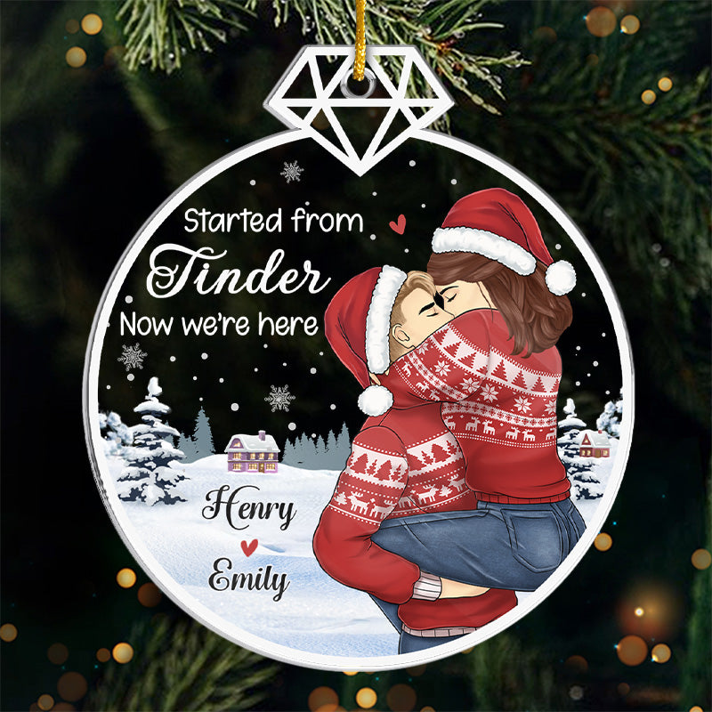 Maintenant nous sommes là - Ornement personnalisé pour couple - Forme personnalisée en acrylique - Cadeau de Noël pour mari et femme, anniversaire