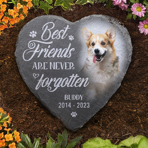 Photo personnalisée : Les meilleurs amis ne sont jamais oubliés - Pierre commémorative personnalisée - Cadeau de condoléances, cadeau pour les propriétaires d'animaux de compagnie, les amoureux des animaux