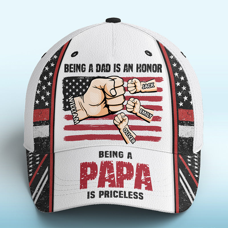 Être papa est un honneur - Casquette personnalisée pour la famille, casquette classique à imprimé intégral - Cadeau de fête des pères, d'anniversaire pour papa, grand-père