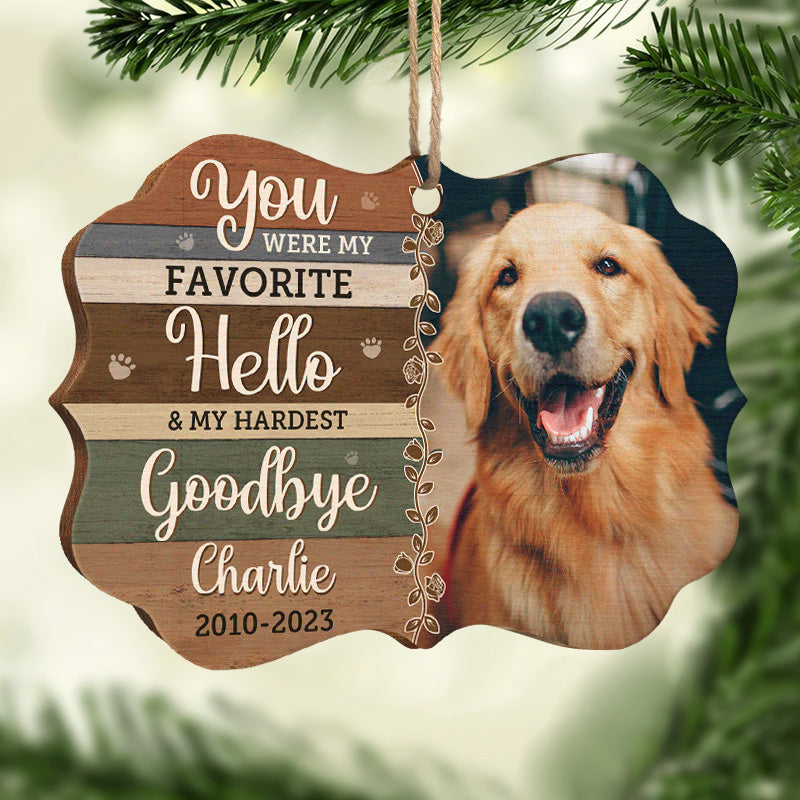 Photo personnalisée « Tu étais mon préféré » - Ornement commémoratif personnalisé - Bois en forme de Benelux - Cadeau de Noël, cadeau de condoléances pour les propriétaires d'animaux et les amoureux des animaux
