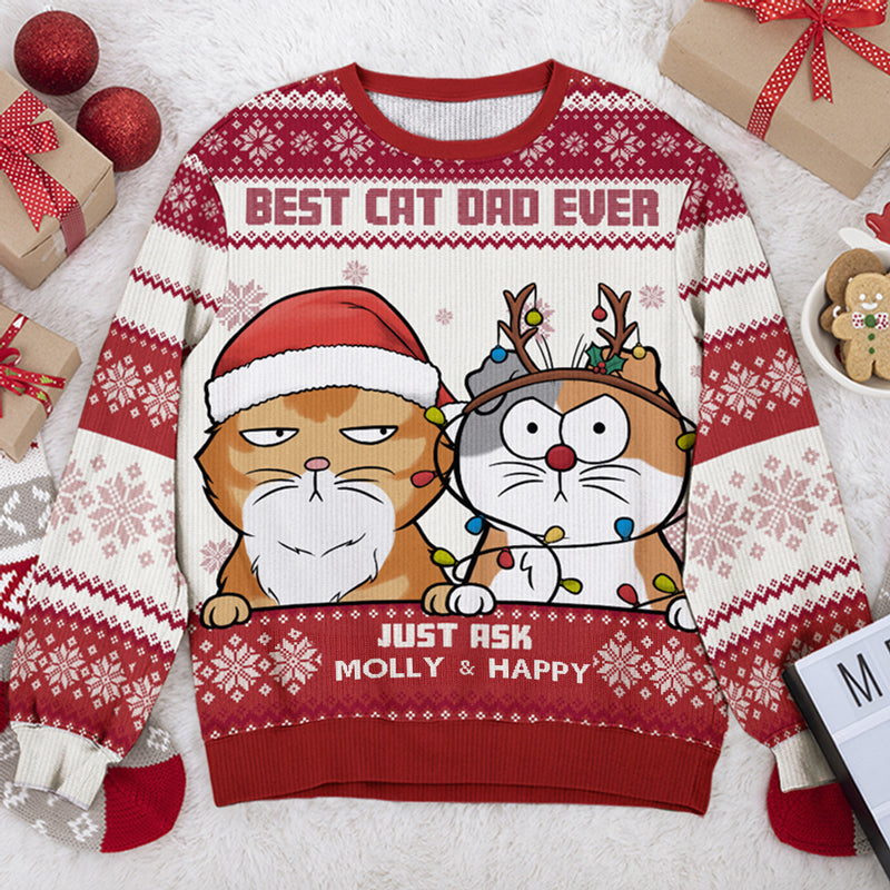 Meilleure maman chat de tous les temps - Sweat-shirt personnalisé pour chat - Pull en laine unisexe - Cadeau de Noël pour propriétaires et amoureux des animaux