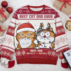 Meilleure maman chat de tous les temps - Sweat-shirt personnalisé pour chat - Pull en laine unisexe - Cadeau de Noël pour propriétaires et amoureux des animaux