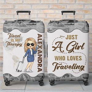 Une fille qui aime voyager - Housse de bagage personnalisée - Cadeau de vacances, cadeau pour les amoureux du voyage d'aventure