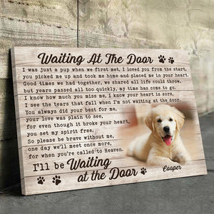 Photo personnalisée attendant à la porte - Toile horizontale personnalisée pour chien et chat - Cadeau pour propriétaires et amoureux des animaux