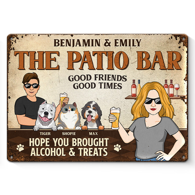 Bons amis, bons moments - Plaque en métal personnalisée pour chien et chat - Cadeau de pendaison de crémaillère pour propriétaires et amoureux des animaux