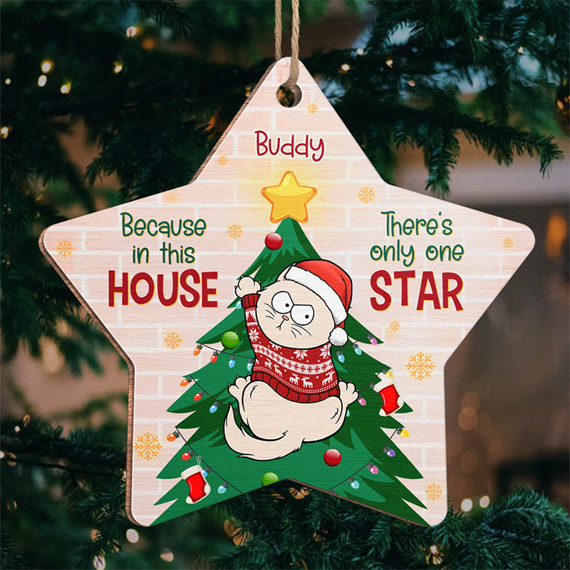 Cat Is Only One Star In This House - Cat Personalized Custom Ornament - Wood Custom Shaped - Christmas Gift For Pet Owners, Pet Lovers