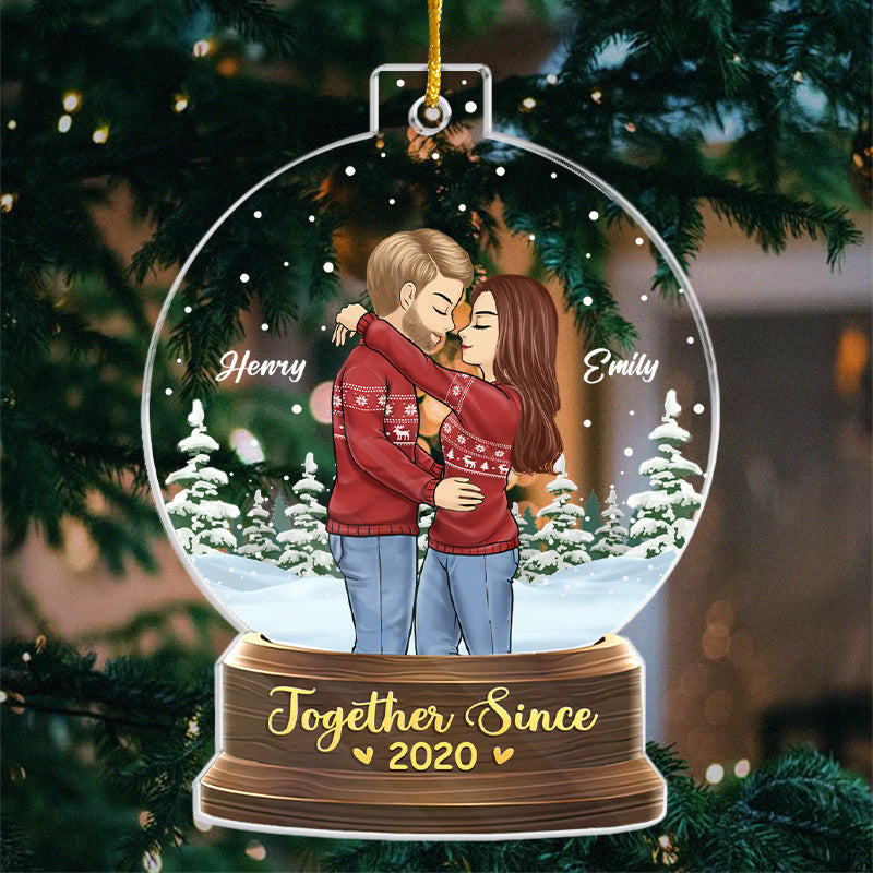Ensemble jusqu'au bout - Ornement personnalisé pour couple - Boule à neige en acrylique - Cadeau de Noël pour mari et femme, anniversaire