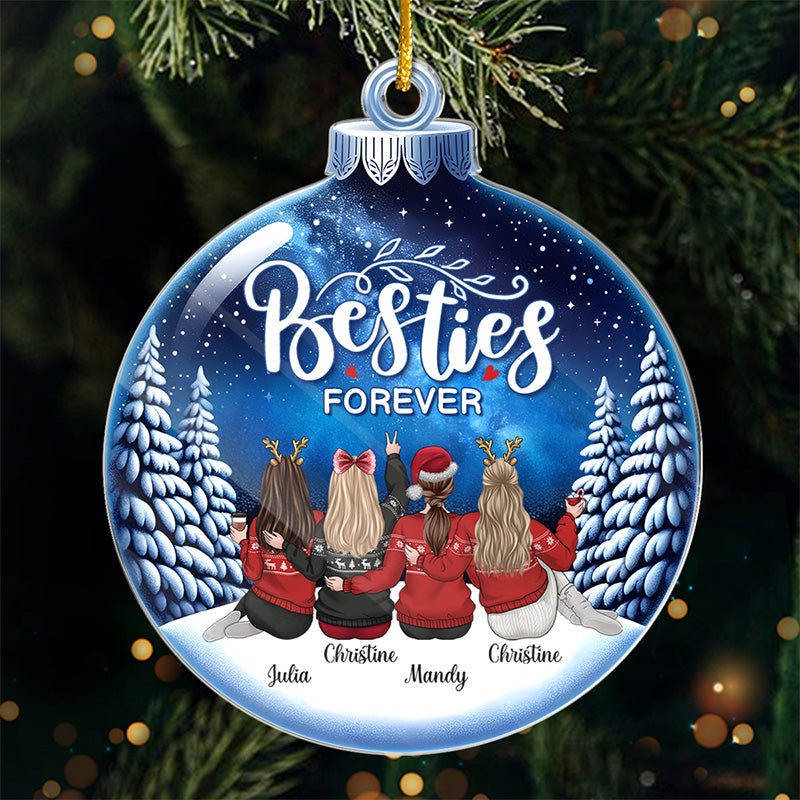 Soyons amis pour toujours - Ornement personnalisé Bestie - En forme de boule de neige en acrylique - Cadeau de Noël pour meilleures amies, BFF, sœurs