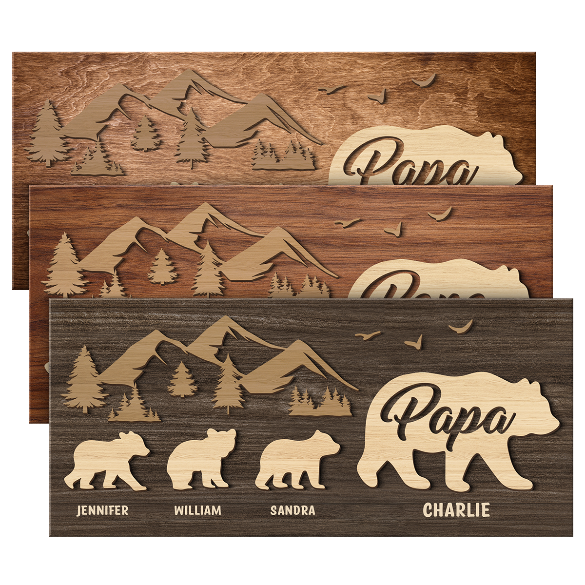 Suivez Papa Ours - Panneau rectangulaire personnalisé en bois pour décoration d'intérieur - Cadeau de pendaison de crémaillère pour papa