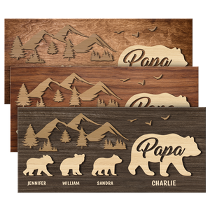 Suivez Papa Ours - Panneau rectangulaire personnalisé en bois pour décoration d'intérieur - Cadeau de pendaison de crémaillère pour papa