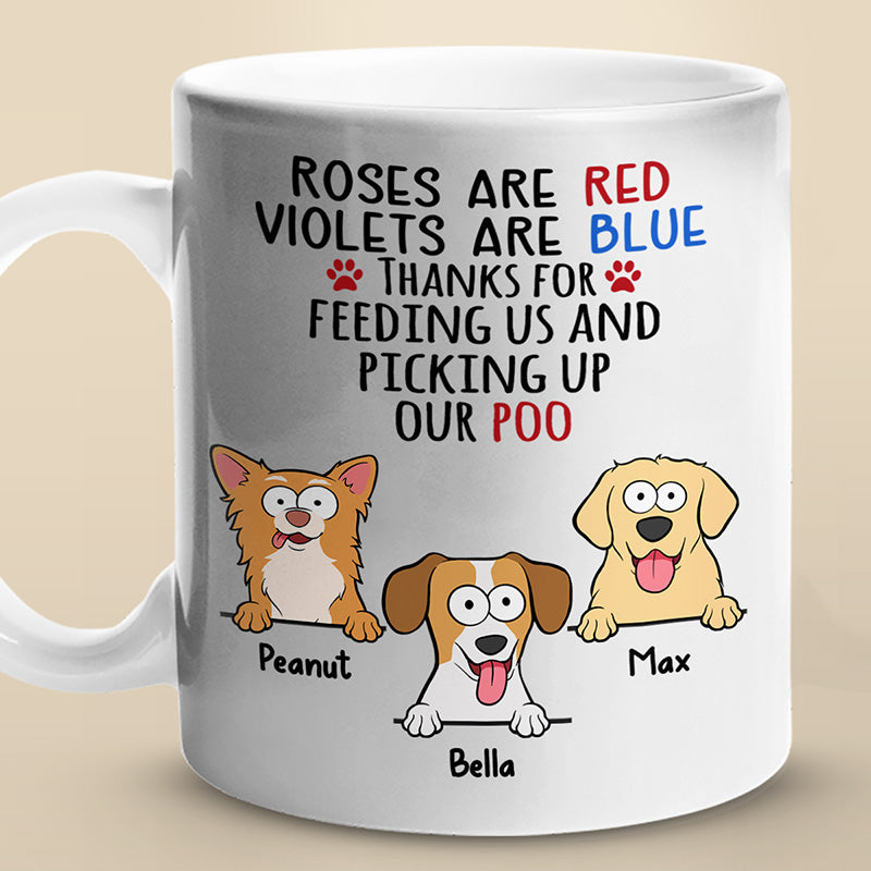 Merci de nous avoir nourris et d'avoir ramassé nos crottes - Mug personnalisé pour chien - Cadeau pour propriétaires d'animaux et amoureux des animaux