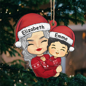 Je vous envoie plein de câlins pour les fêtes - Ornement personnalisé pour la famille - Forme personnalisée en bois - Cadeau de Noël pour maman, grand-mère