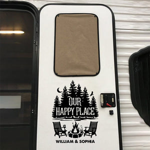 Autocollant personnalisé pour camping-car – Cadeaux de camping personnalisés pour campeurs – Our Happy Place