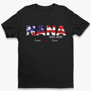 Grand-mère américaine - Cadeau pour le 4 juillet - T-shirt unisexe personnalisé