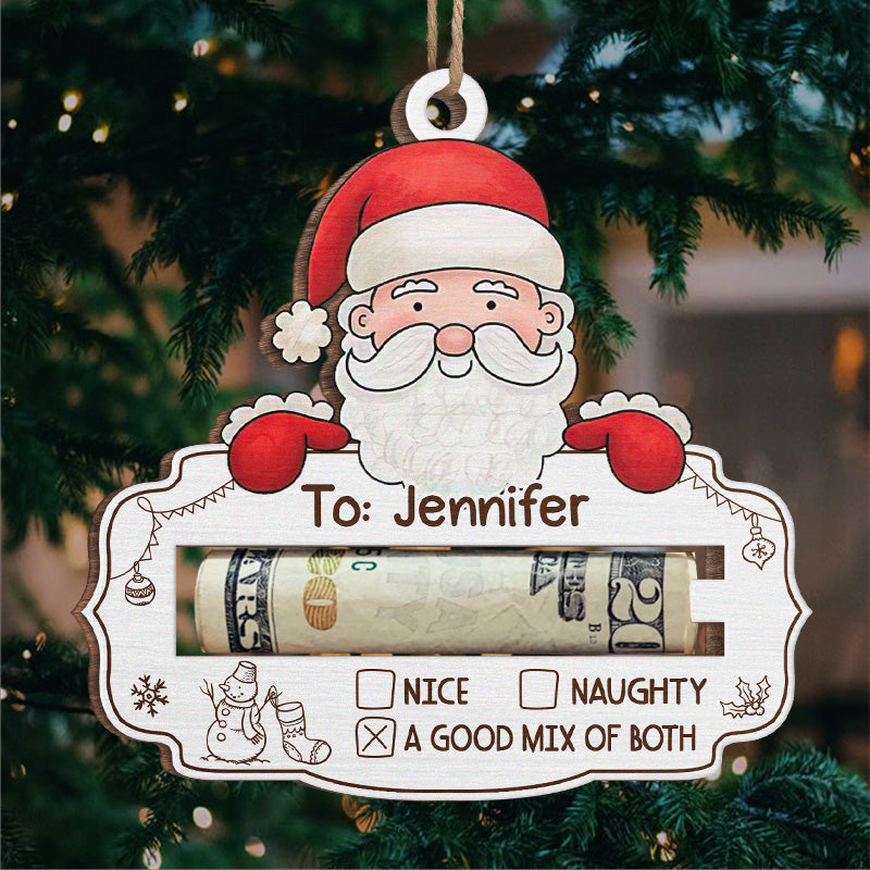 Belle liste de souhaits - Ornement personnalisé pour la famille, porte-monnaie - Forme en bois personnalisée - Cadeau de Noël pour les membres de la famille