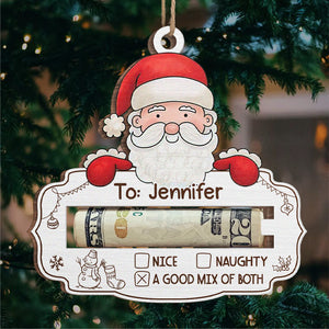 Belle liste de souhaits - Ornement personnalisé pour la famille, porte-monnaie - Forme en bois personnalisée - Cadeau de Noël pour les membres de la famille
