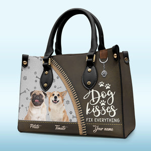 Sac à main en cuir personnalisé avec photo « La vie est meilleure avec des bébés à fourrure » pour chiens et chats - Cadeau pour propriétaires et amoureux des animaux