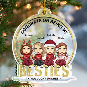 Félicitations pour être devenues mes meilleures amies ! Décoration personnalisée pour meilleure amie ! Boule à neige en acrylique ! Cadeau de Noël pour meilleures amies, meilleures amies et sœurs.