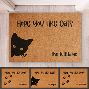 J'espère que vous aimez les chats ou les chiens - Tapis décoratif personnalisé pour chien et chat - Cadeau de pendaison de crémaillère pour les propriétaires d'animaux et les amoureux des animaux