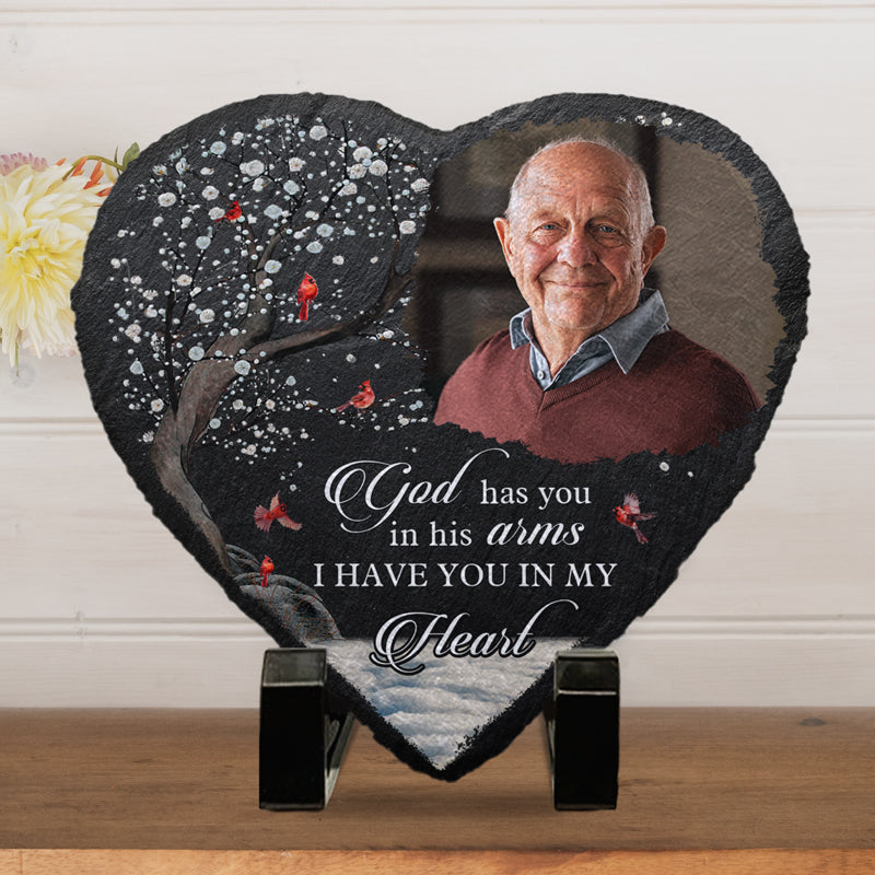 Custom Photo I Have You In My Heart - Memorial Personalized Custom Heart Shaped Memorial Stone - Sympathy Gift For Family Members