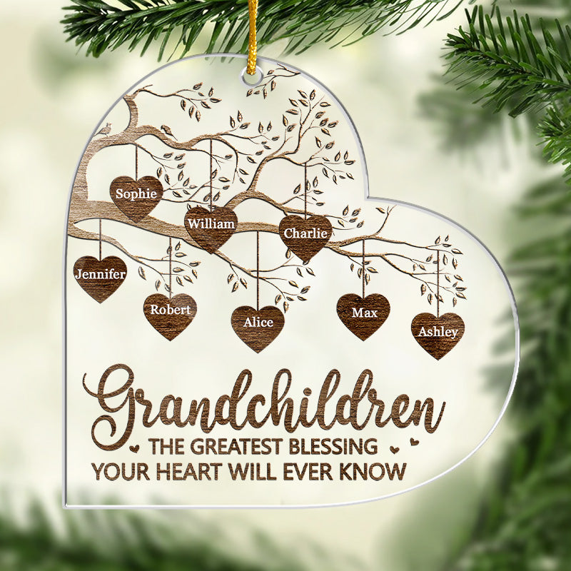 La plus grande bénédiction - Ornement personnalisé pour la famille - En acrylique en forme de cœur - Cadeau de Noël pour les membres de la famille