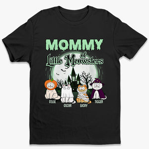 T-shirt, sweat à capuche et sweat-shirt unisexe personnalisé « Maman de petits Meowsters » avec chat ; cadeau d'Halloween pour les propriétaires et les amoureux des animaux.