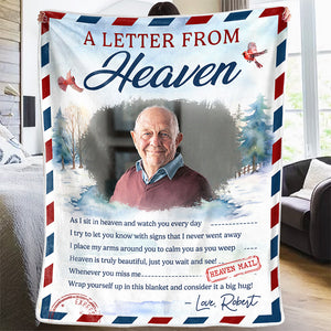 Couverture photo personnalisée « Une lettre spéciale du ciel » - Cadeau de Noël, souvenir de condoléances pour les membres de la famille